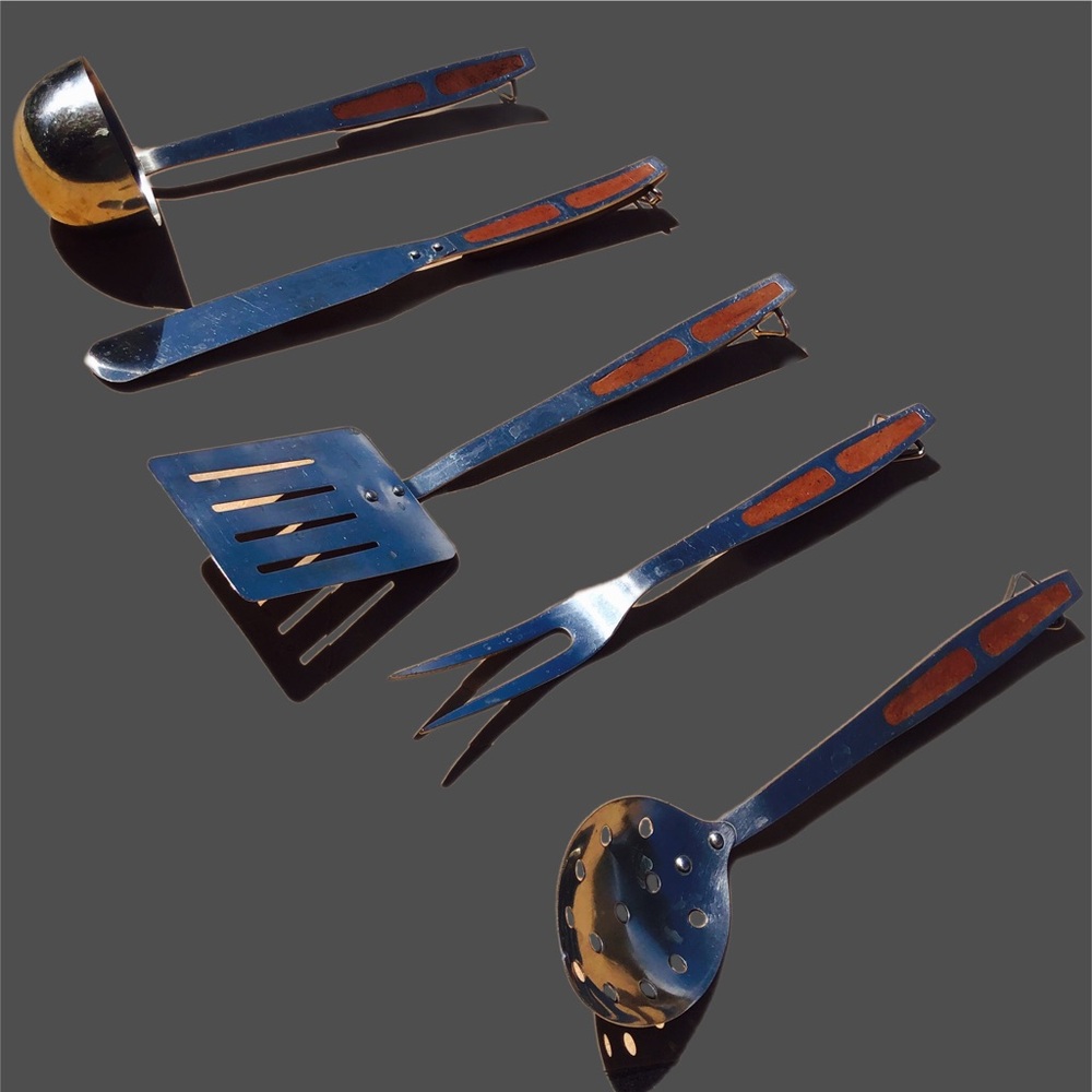 VTG 60s MCM Playhouse Co. Japan Scandi Stainless steel kitchen utensil set🔥